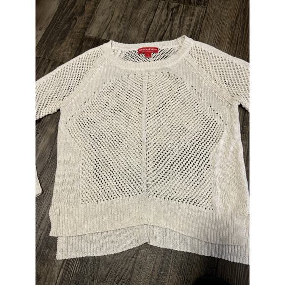 Krimson Klover Open Knit Boho Earthy Pullover Sweater Ivory Small USA feminine - Picture 4 of 6